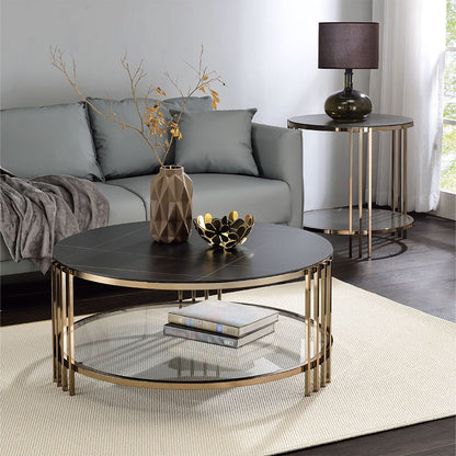 Zaidee - End Table - Sintered Stone & Champagne