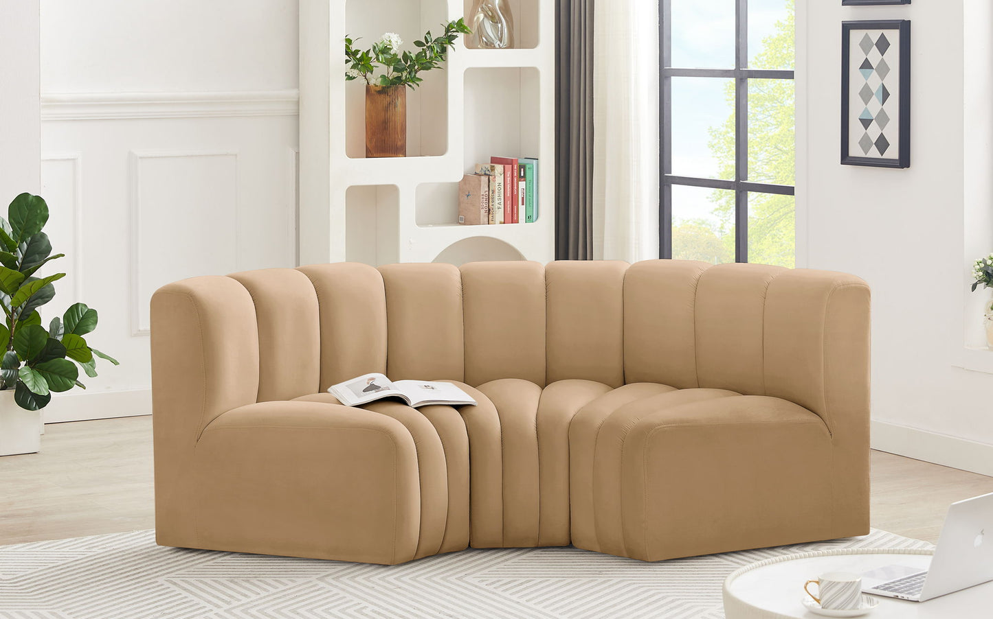 Arc - Velvet 3 Piece Modular U-Shaped Sofa