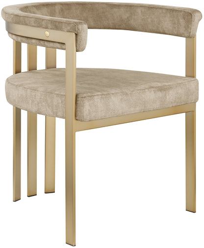 Marcello - Dining Chair With Brushed Gold Iron Frame (Set of 2) - Beige