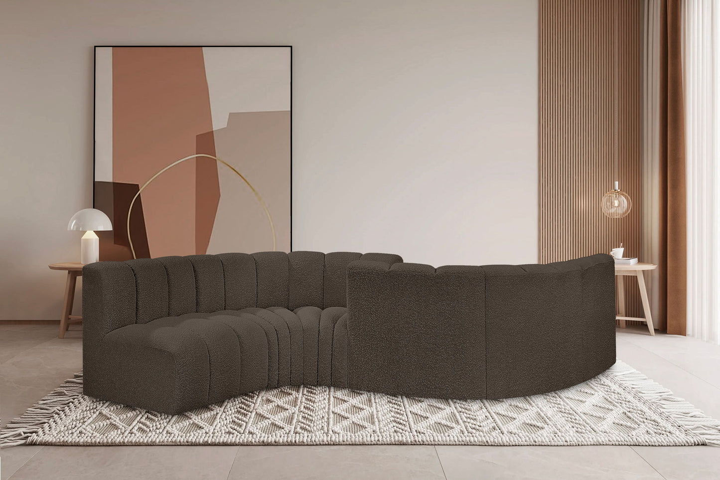 Arc - Boucle Fabric 6 Piece Modular Sofa - Black