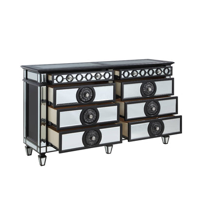 Varian II - Dresser - Mirrored, Black & Sliver