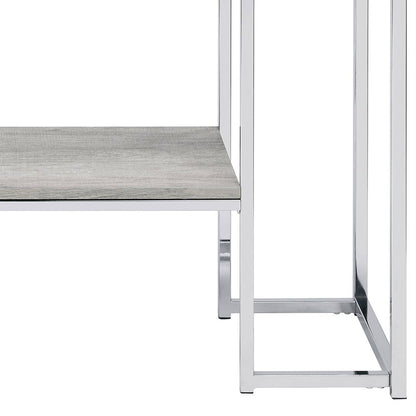 Chafik - Sofa Table - Natural Oak & Chrome
