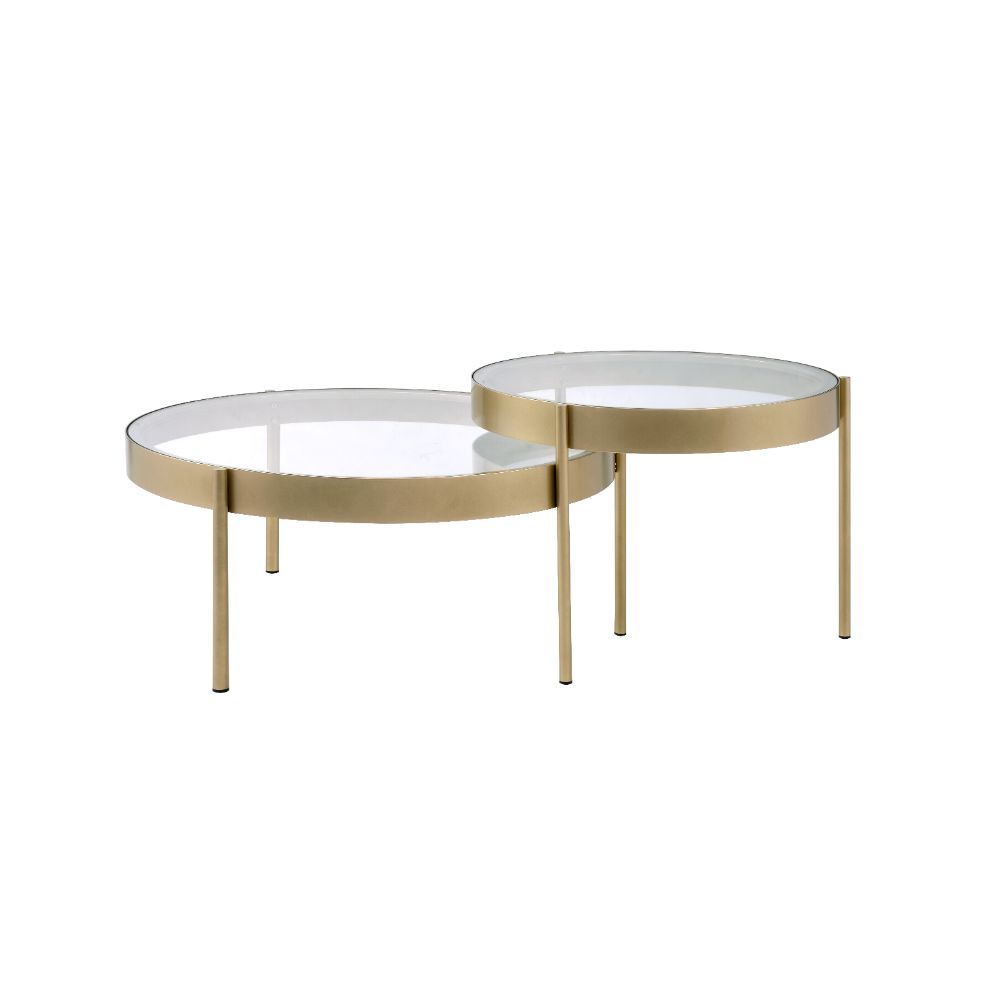 Andover - Nesting Table Set - Clear Glass & Gold