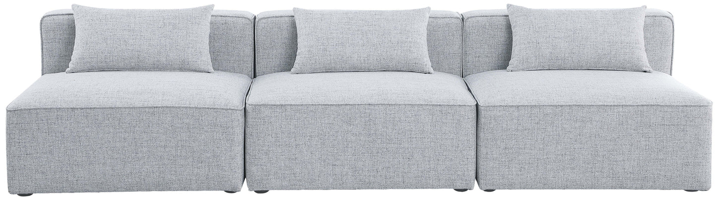 Cube - Linen Modular 3 Seat Armless Sofa