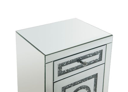 Noralie - 26"H Accent Table With Storage Drawers - Mirrored & Faux Diamonds