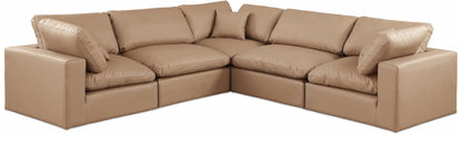 Comfy - 5 Piece Faux Leather Modular Corner Sectional - Tan