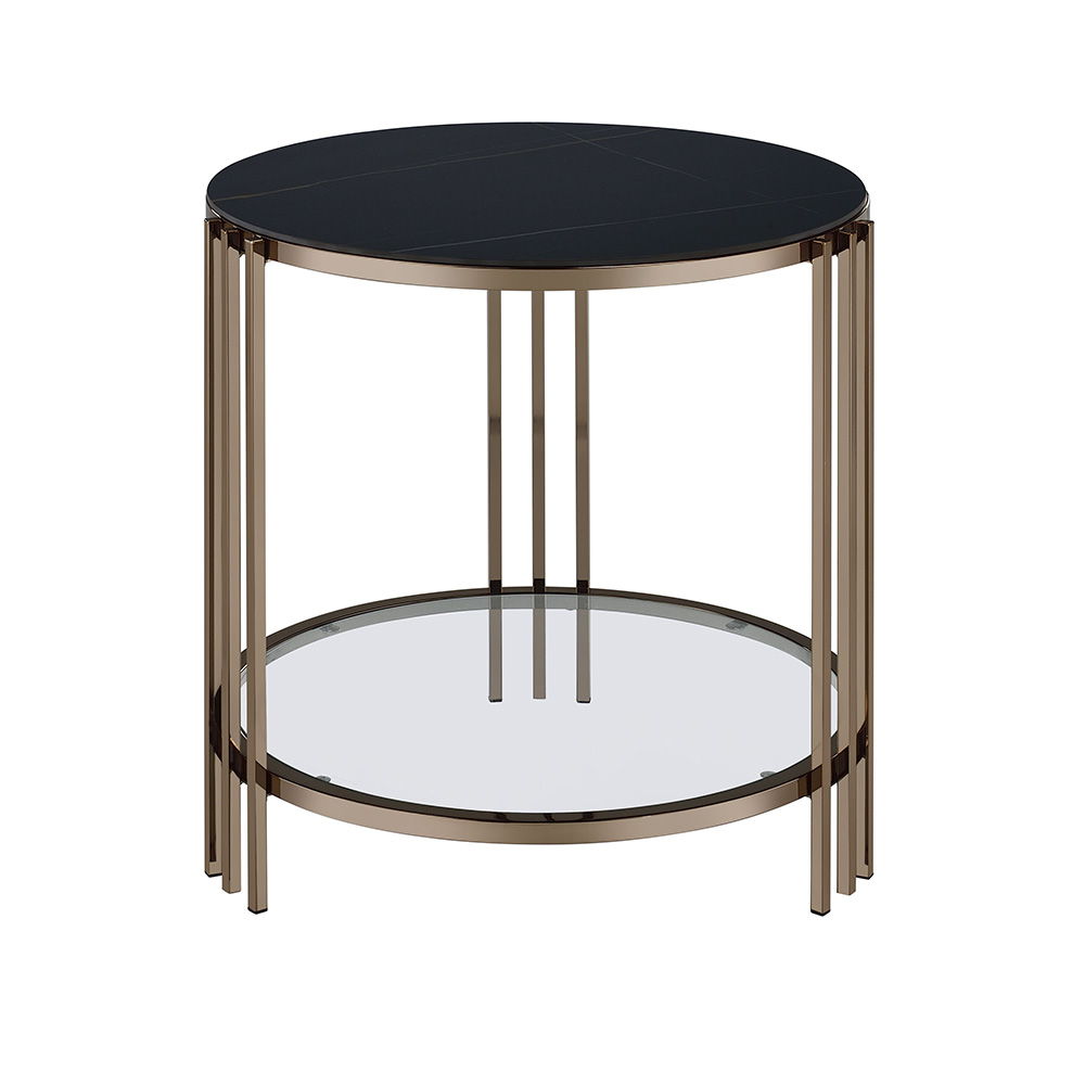 Zaidee - End Table - Sintered Stone & Champagne