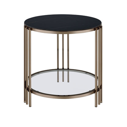 Zaidee - End Table - Sintered Stone & Champagne