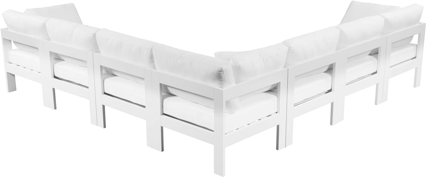 Nizuc - Outdoor Patio 7 Piece Modular Sectional With White Frame