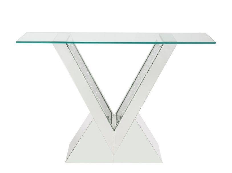 Noralie - Console Table - Clear Glass, Mirrored & Faux Diamonds