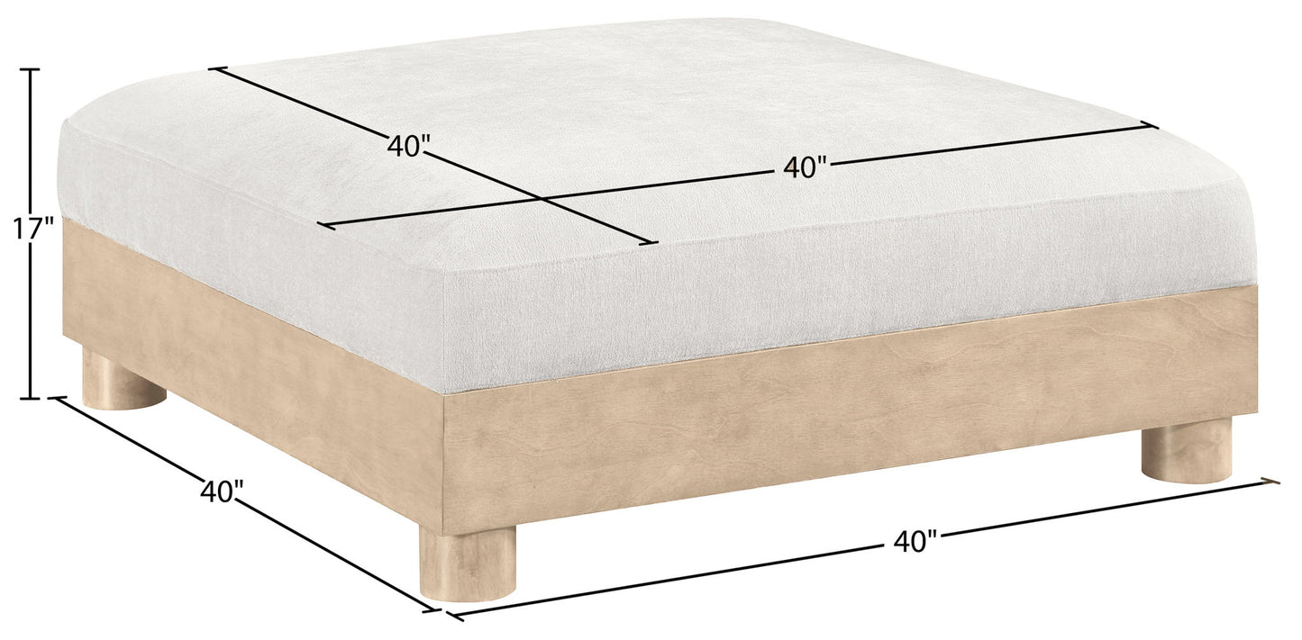 Turin - Chenille Fabric Upholstered Modular Ottoman - Natural Base