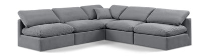 Indulge - Velvet 5 Piece Modular Corner Armless Sectional