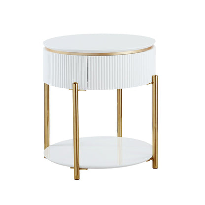 Daveigh - End Table - White High Gloss & Gold