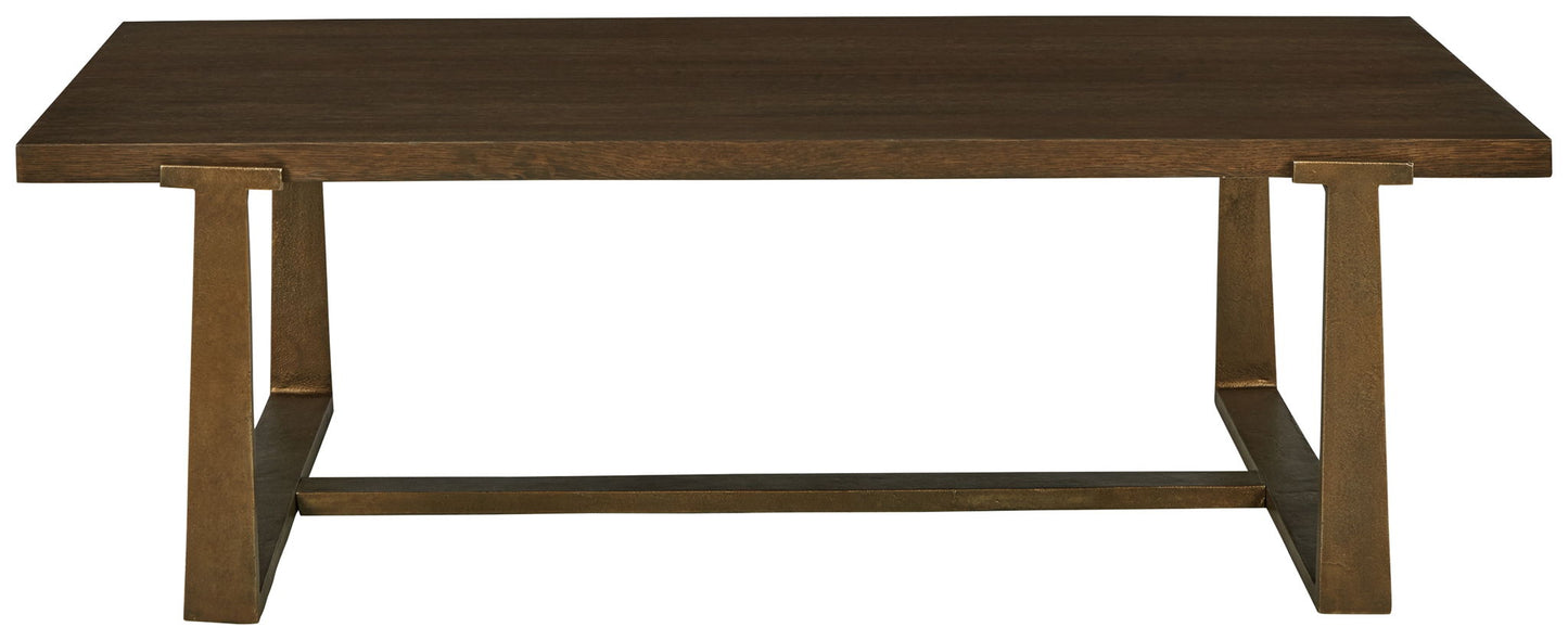 Balintmore - Rectangular Cocktail Table - Brown / Gold Finish