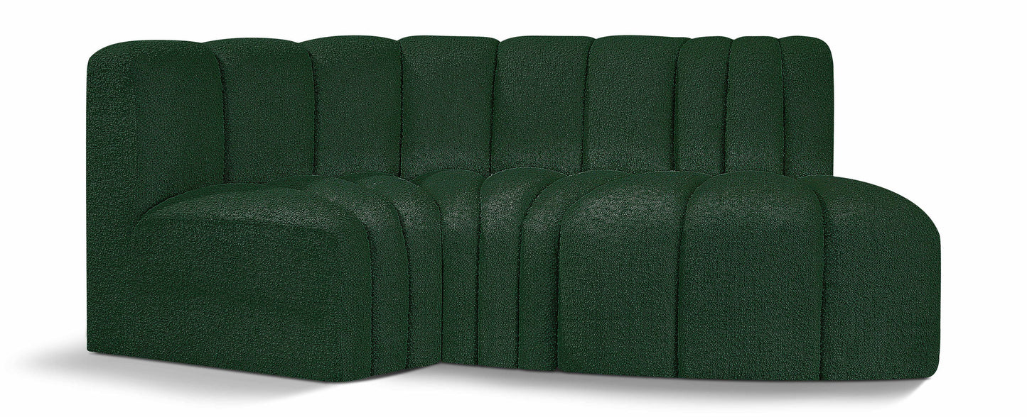 Arc - Boucle Fabric 3 Piece Modular L-Shaped Sofa