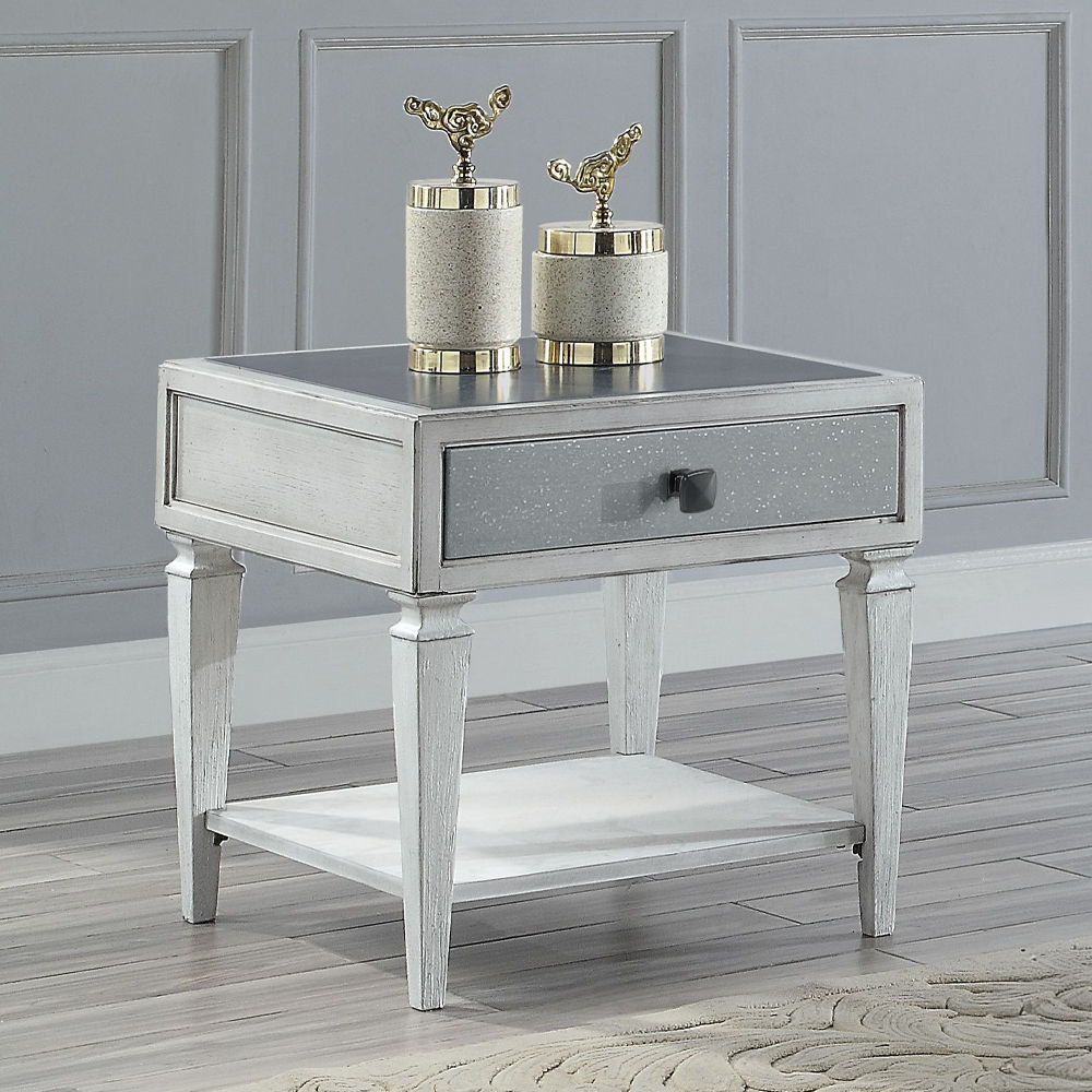 Katia - End Table - Rustic Gray & Weathered White