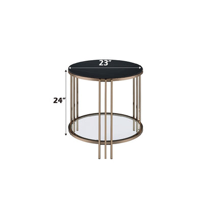 Zaidee - End Table - Sintered Stone & Champagne