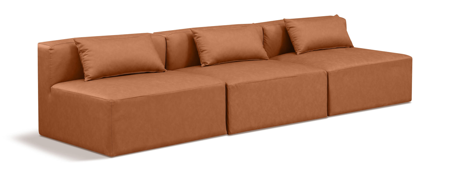 Cube - Modular 3 Piece Armless Sofa - Cognac