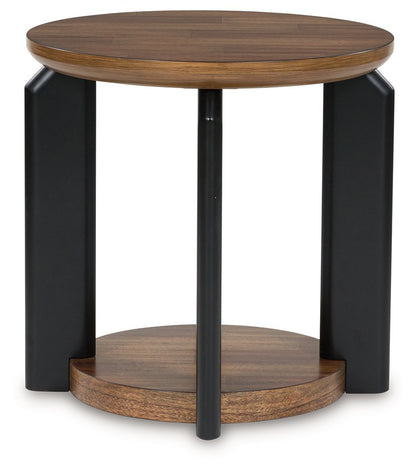 Kraeburn - Round End Table - Brown / Black