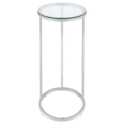 Kyle - Oval Glass Top C-Shaped Sofa Side Table - Chrome