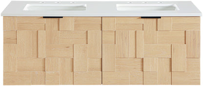 Leonardo - Engineered Stone And Solid Wood 24" Wall Mounted Bathroom Vanity