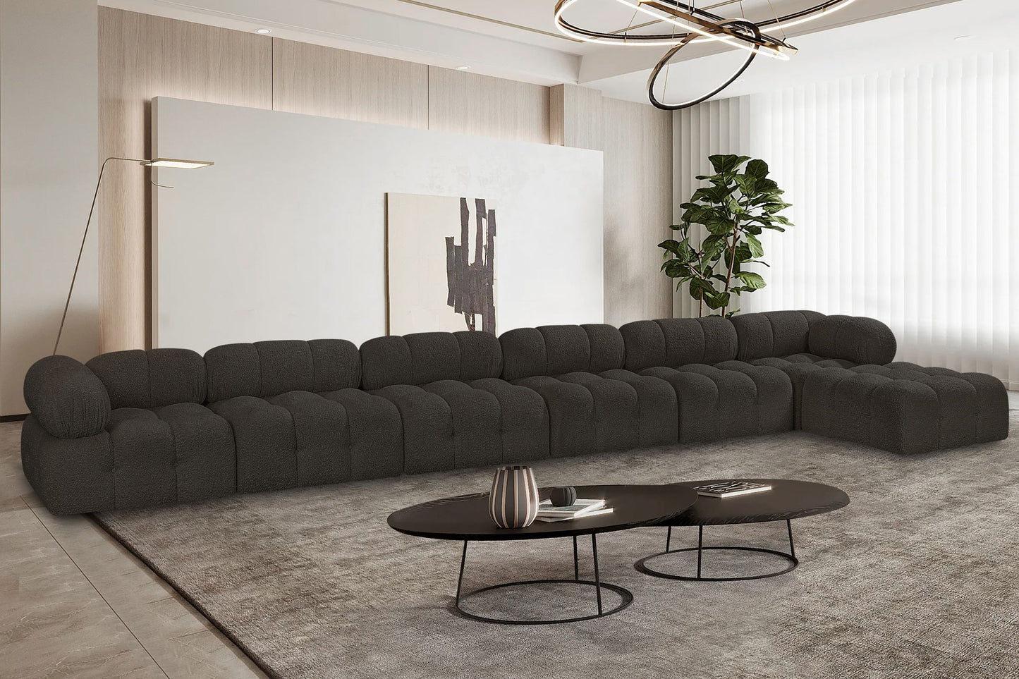 Ames - 7 Piece Boucle Fabric Modular L-Shaped Sectional
