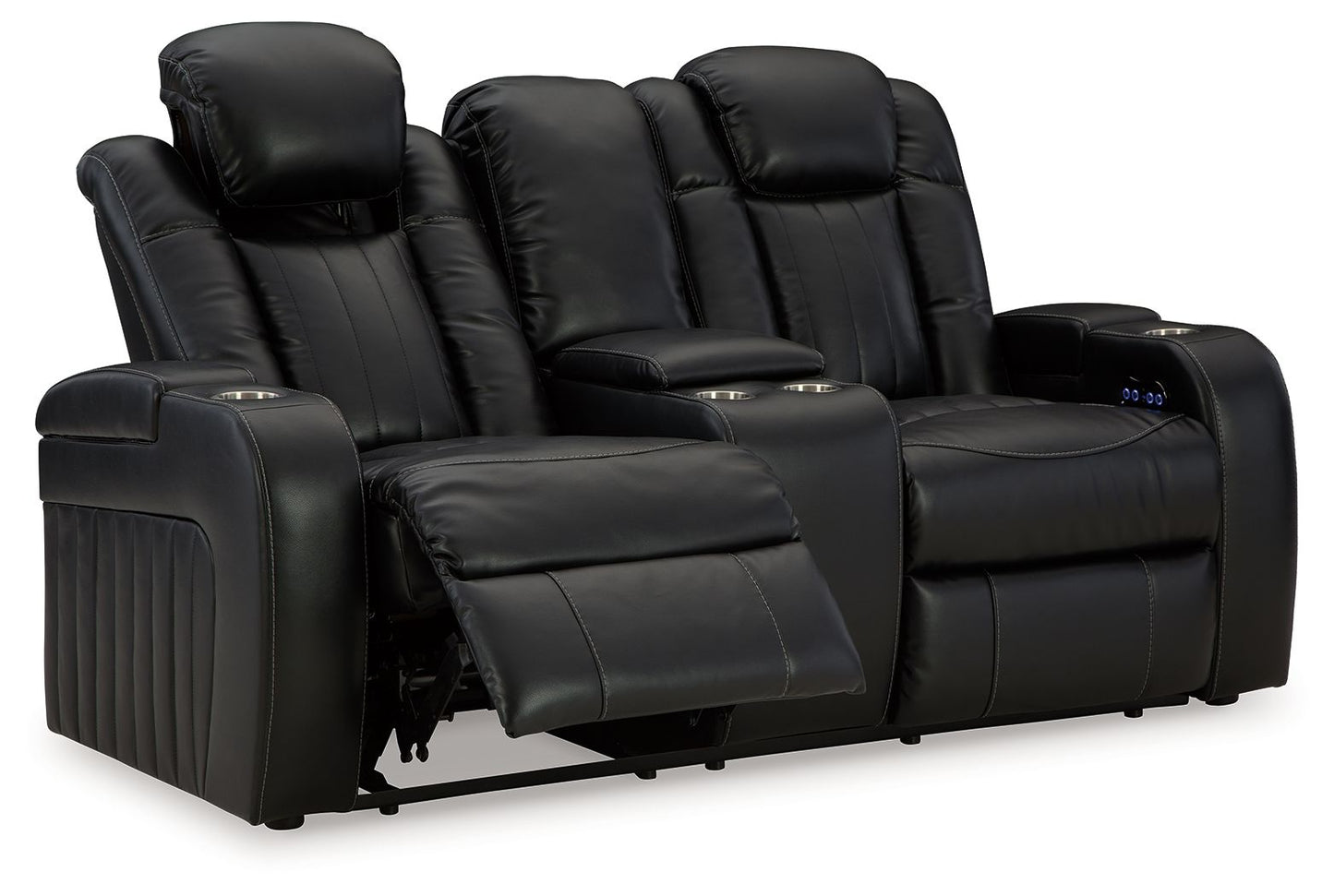 Caveman Den - Power Reclining Loveseat with Console/ Adj Hdrst - Midnight
