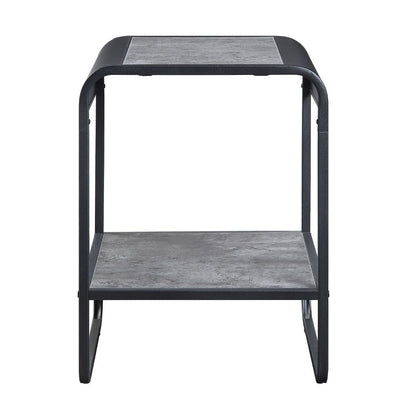 Raziela - 21" End Table - Concrete Gray & Black