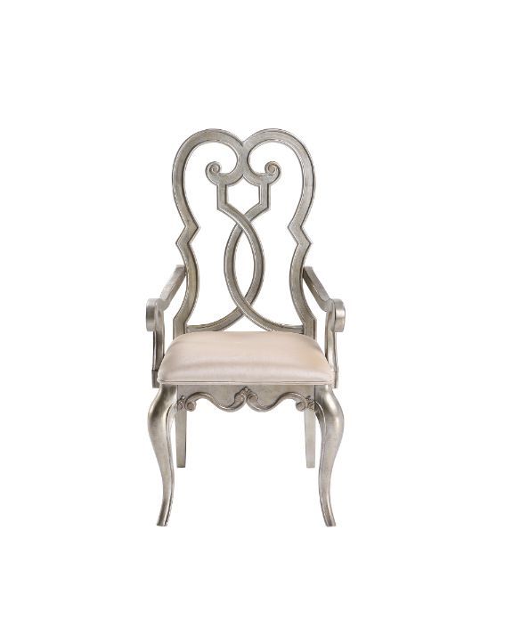 Esteban - Arm Chair (Set of 2) - Ivory Velvet & Antique Champagne