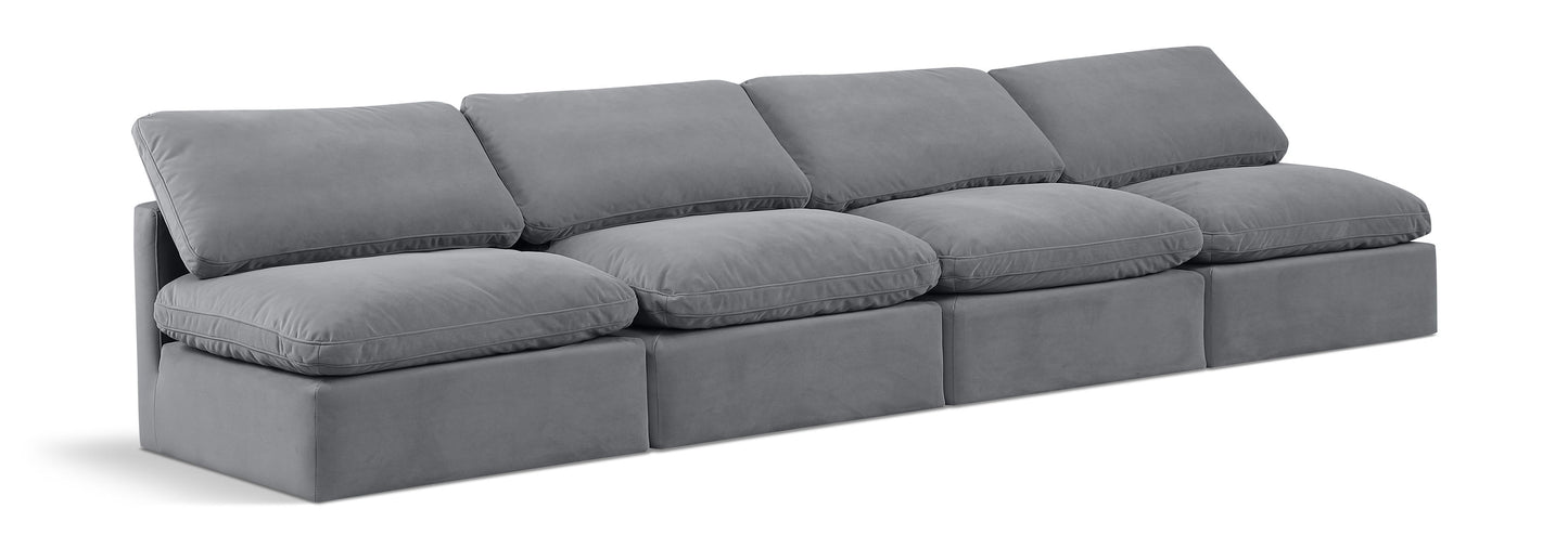 Indulge - Velvet 4 Seat Modular Armless Sofa
