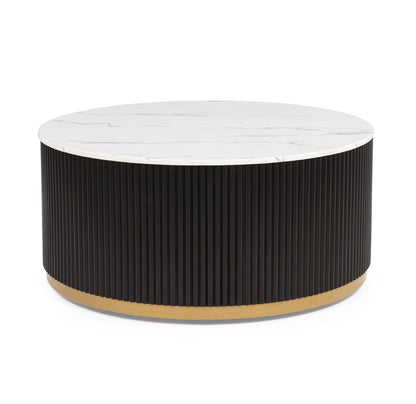 Kara - Coffee Table With Casters - Black / White