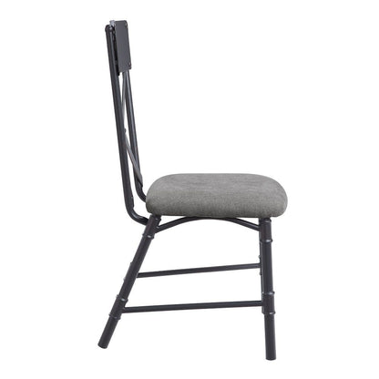 Edina - Side Chair (Set of 2) - Gray Fabric, Oak & Sandy Black