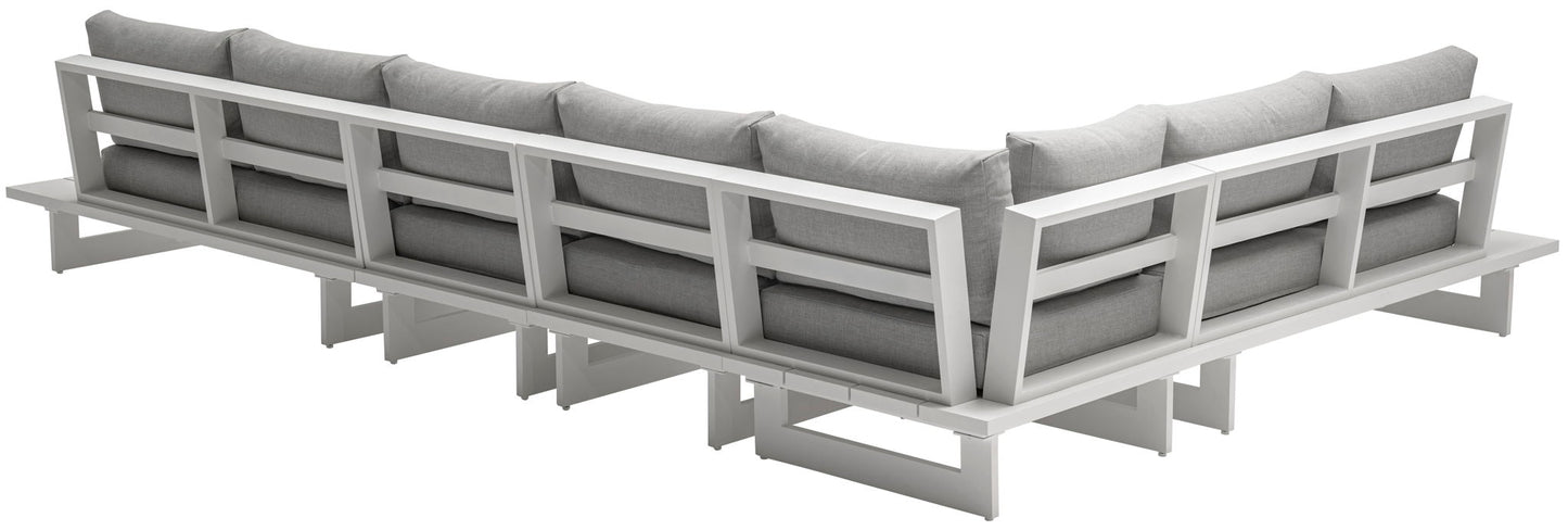 Maldives - 5 Piece Water Resistant Outdoor Patio Modular Sectional With White Base