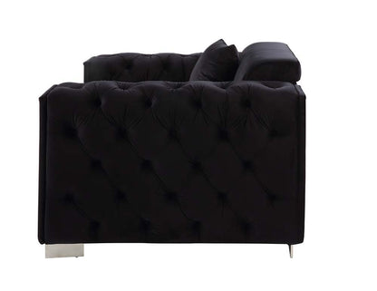 Trislar - Loveseat With 4 Pillows (Same 52526) - Black Velvet