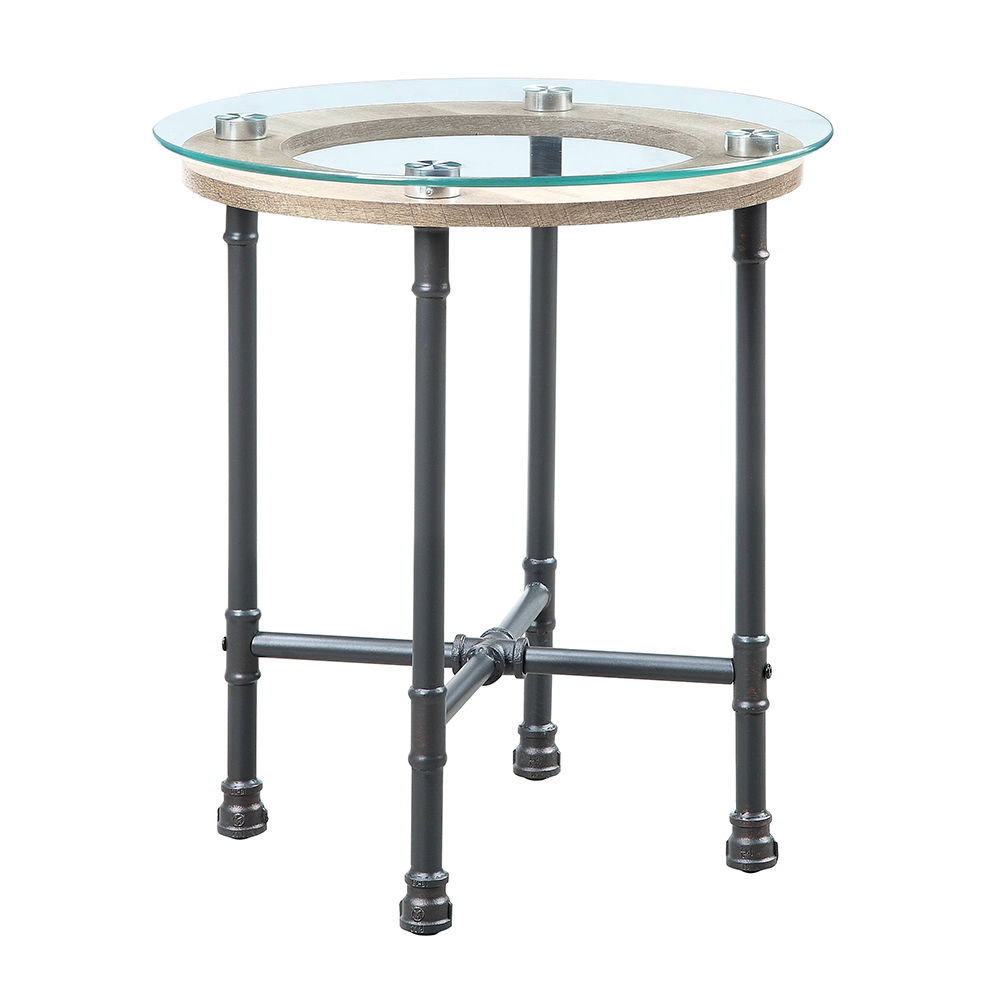 Brantley - End Table - Clear Glass & Sandy Gray