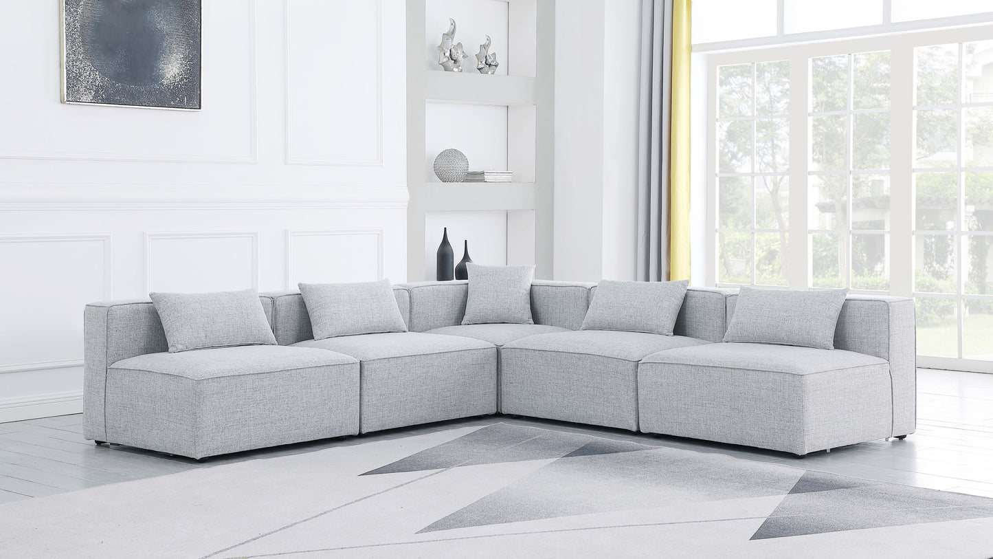 Cube - Linen 5 Piece Modular Corner Armless Sectional