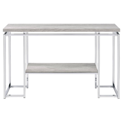 Chafik - Sofa Table - Natural Oak & Chrome