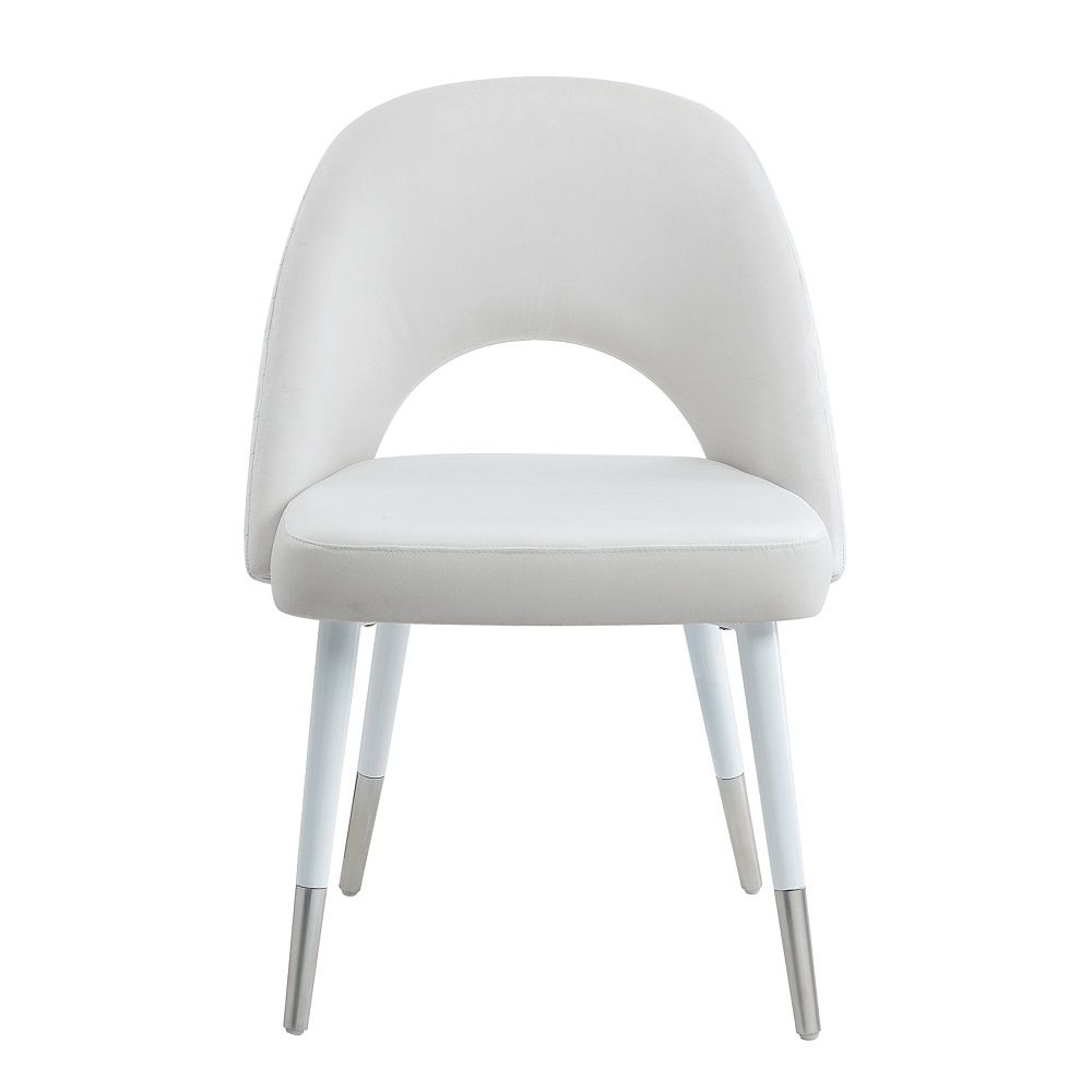 Zemirah - Side Chair (Set of 2) - White Velvet & White Gloss