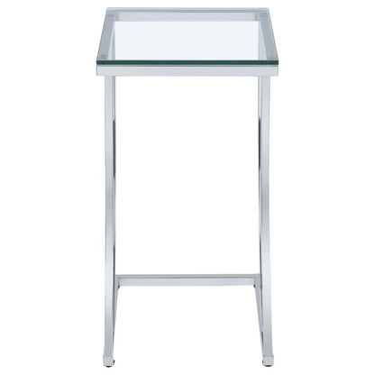 Cayden - Rectangular Glass Top Sofa Side Table - Chrome