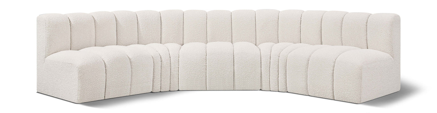 Arc - Boucle Fabric 5 Piece U-Shaped Modular Sofa
