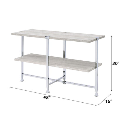 Brecon - Sofa Table - White Oak & Chrome