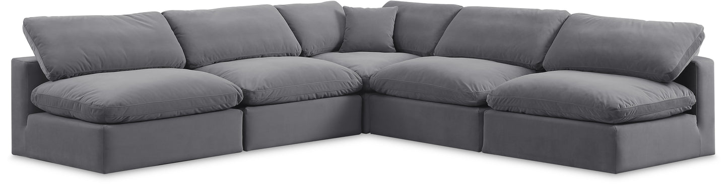 Comfy - 5 Piece Velvet Modular Corner Armless Sectional