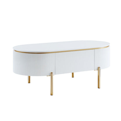 Daveigh - Coffee Table - White High Gloss & Gold