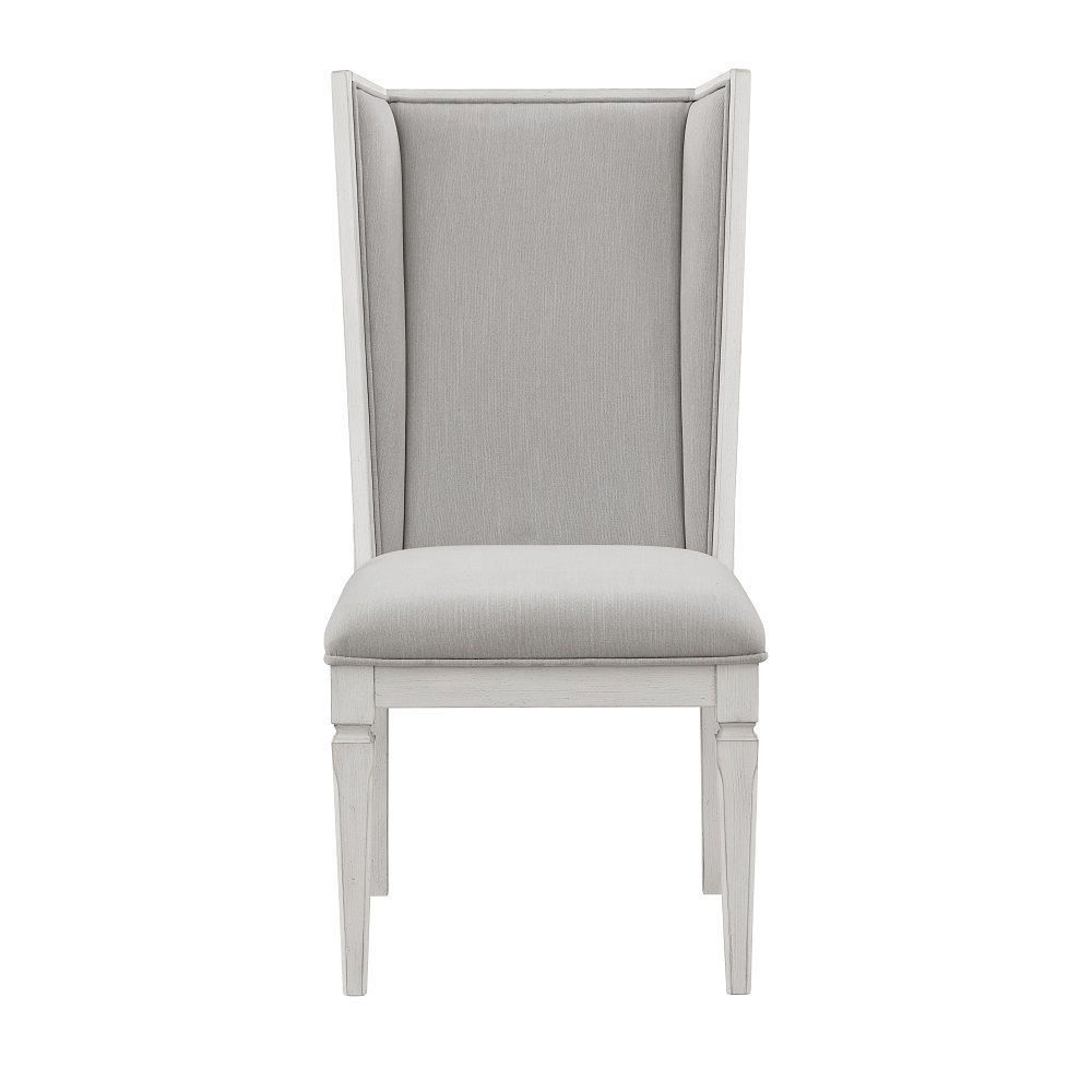 Katia - Hostess Chair (Set of 2) - Light Gray Linen & Weathered White