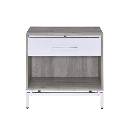 Cistus - Accent Table - Weathered Gray Oak & White