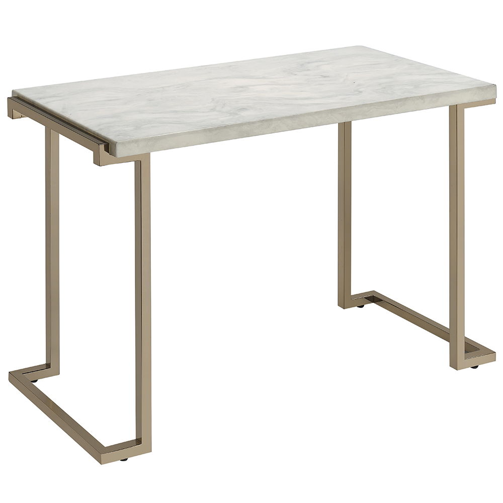 Boice II - Sofa Table - Faux Marble Top & Champagne