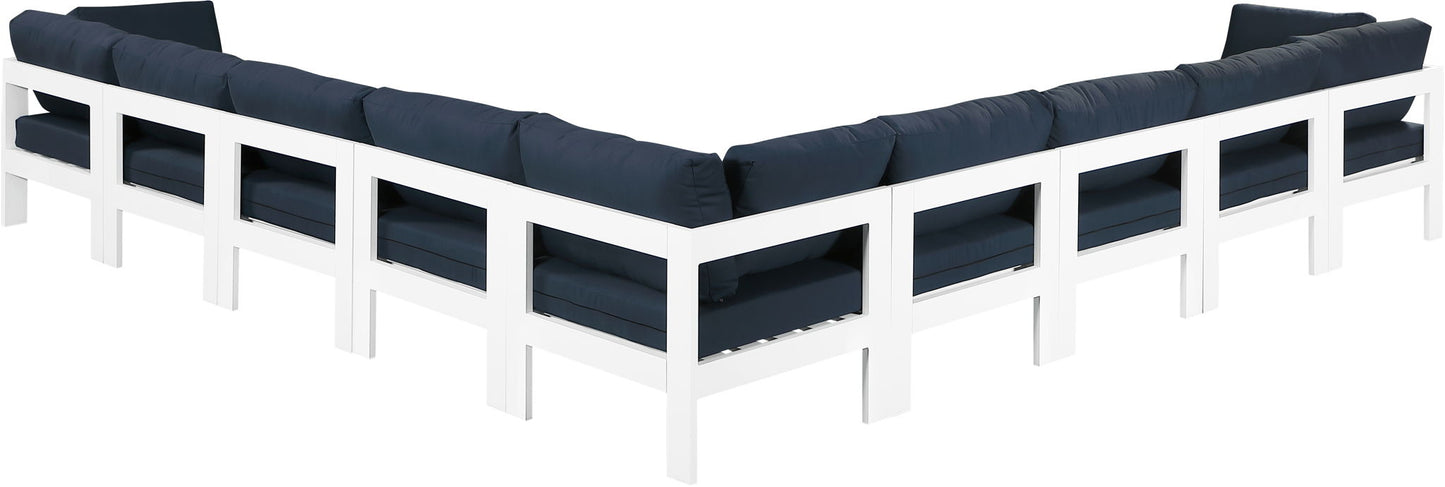 Nizuc - Outdoor Patio 9 Piece Modular Sectional With White Frame