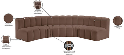 Arc - Faux Leather 5 Piece U-Shaped Modular Sofa