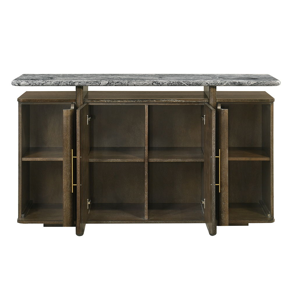 Dillon - Server With Marble Top - Natural / Walnut