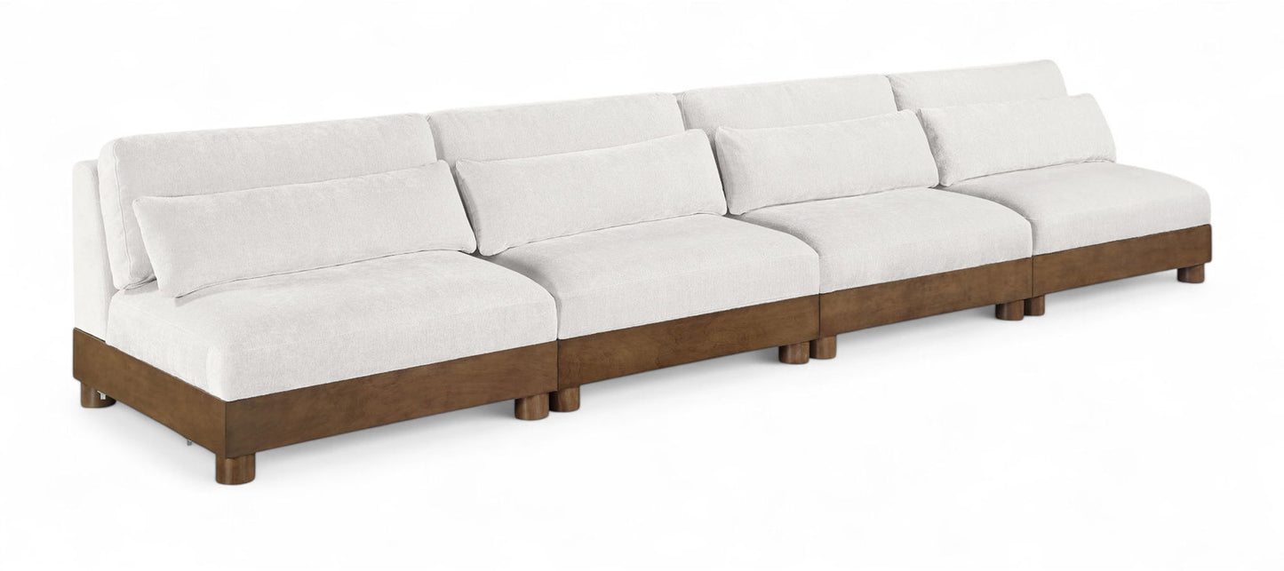 Turin - Chenille Fabric Upholstered Modular Sectional - Cream